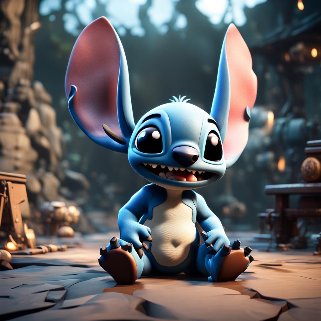 Detailed 3D Stitch Render in Cinematic Style