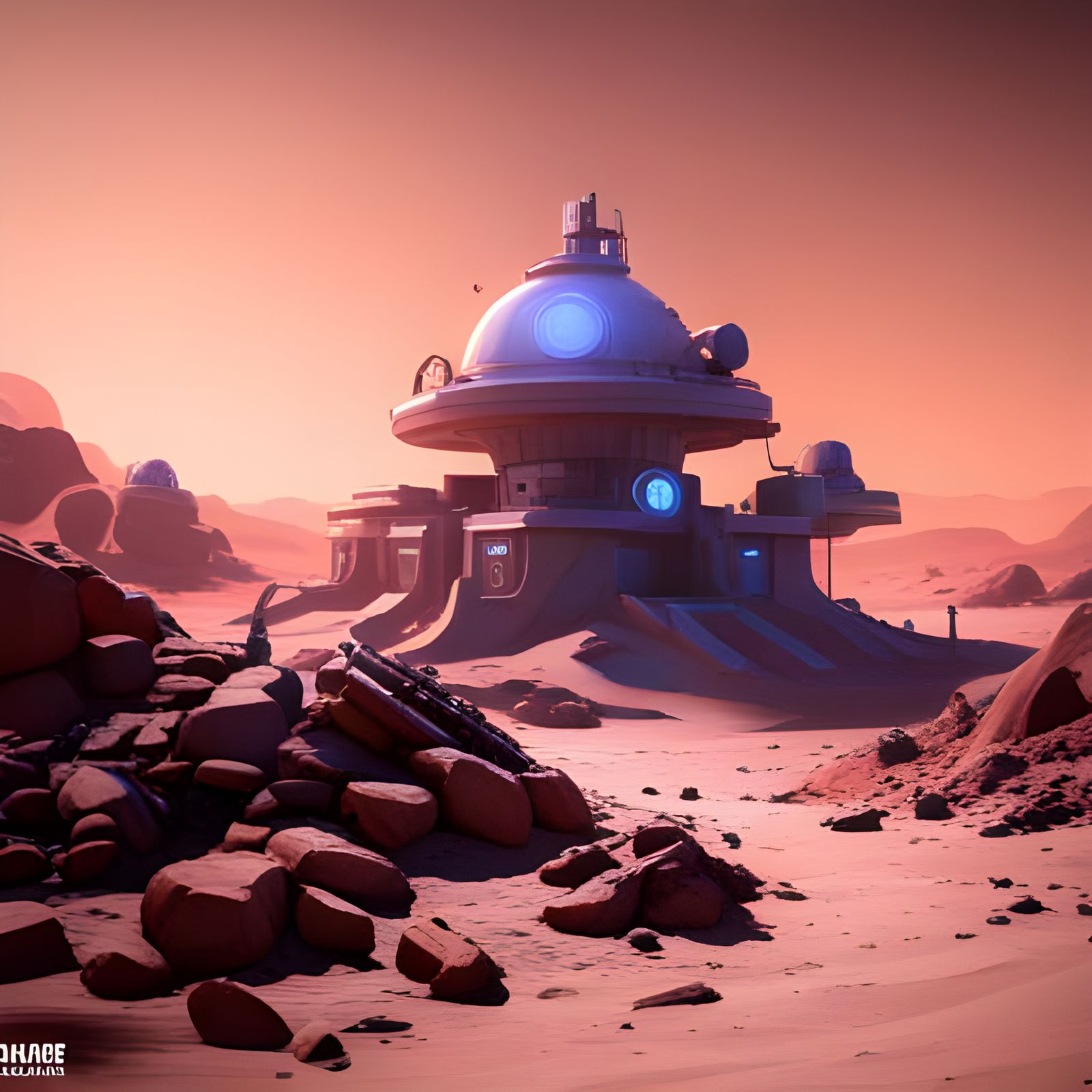 Martian Police Outpost: Desert Theme in 8k