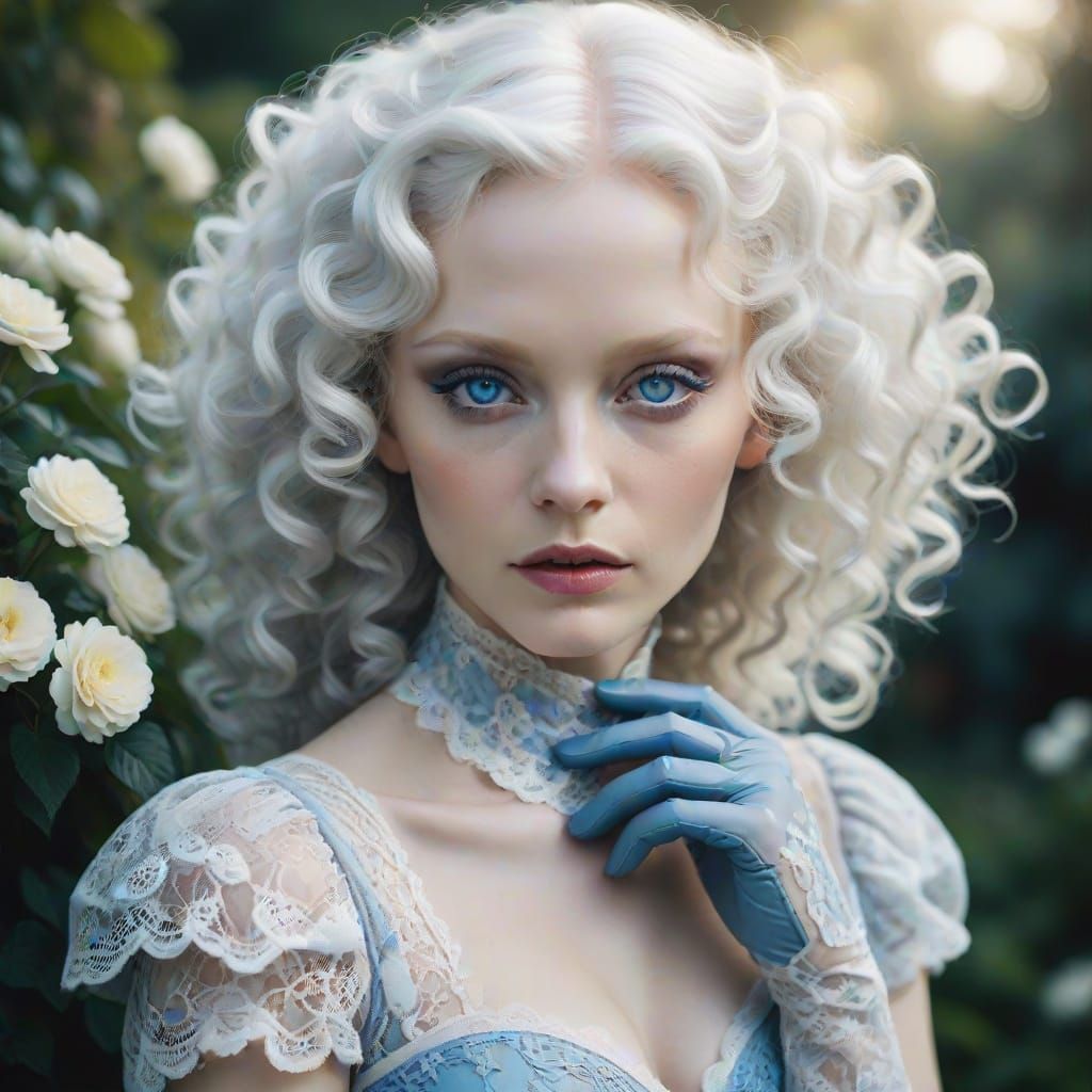 Albino Woman in Garden: Fine Art Photography