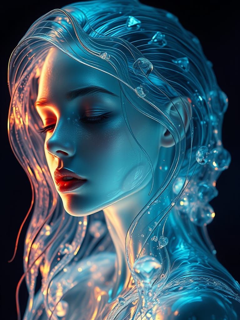 Ethereal Water Goddess in Iridescent Prism Form