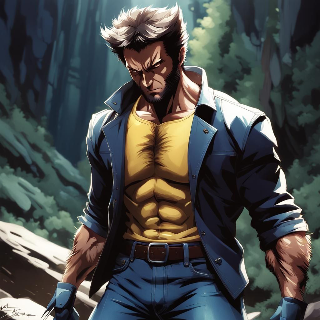 Wolverine in Anime Style Digital Art