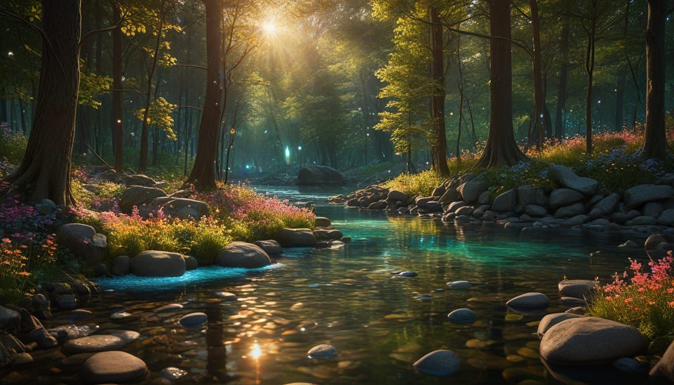 Luminous Fibre Optic Forest by Shimmering River