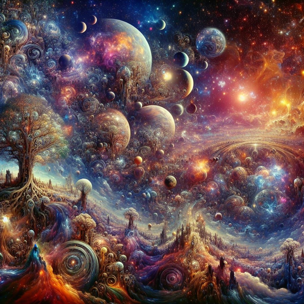 Cosmic Panorama: Universe Within, Detailed Matte Painting