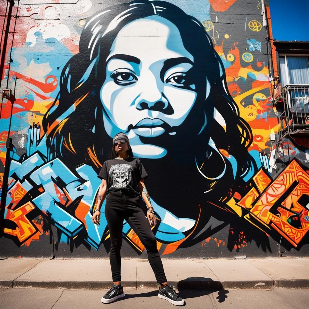 Vibrant Graffiti Mural of Esther Enos in Urban Style