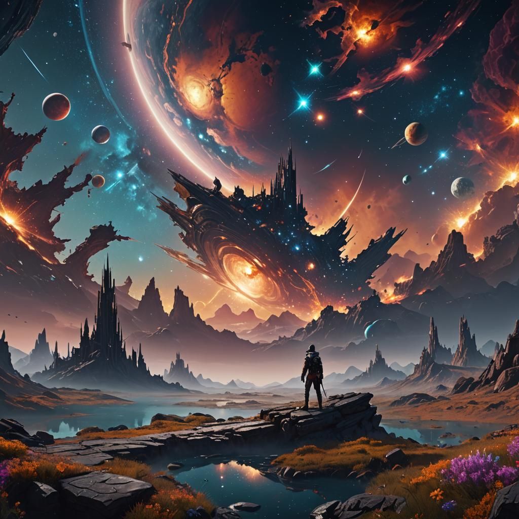 Edge of the Cosmos: Detailed Fantasy Concept Art