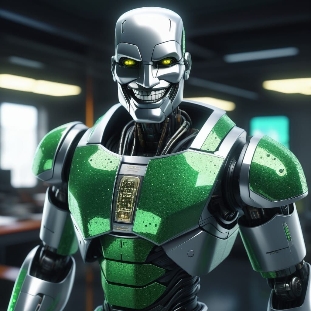 Epic Sci-Fi Android Masterpiece in a Rubix Cube Silhouette