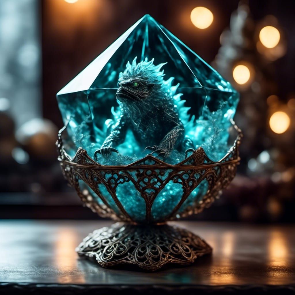 Bioluminescent Monster in Crystal Cage