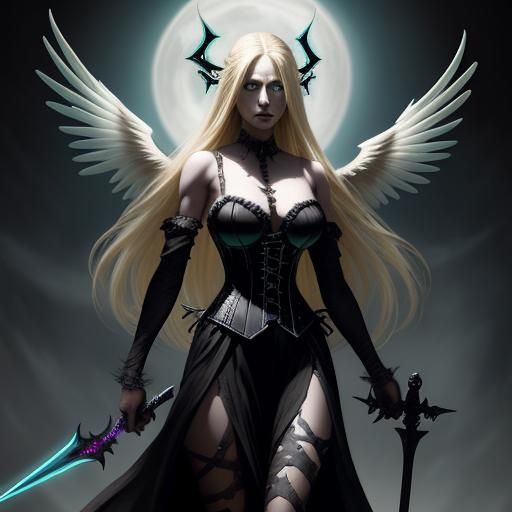 Winged Zombie Angel with Glowing Sword