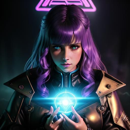 Elemental Angel in Steampunk Cyberpunk Style