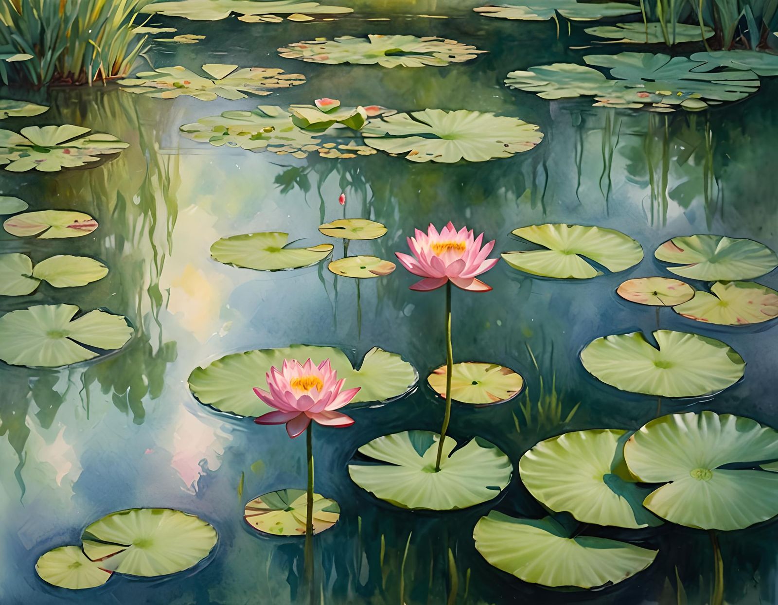 Pink Water Lotus on a Pond: Serene Photo