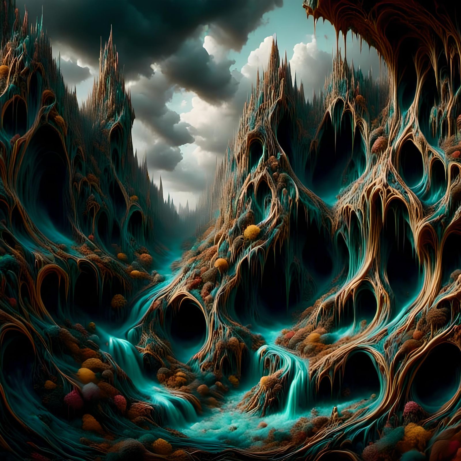 Kintsugi Landscape Repaired with Gold