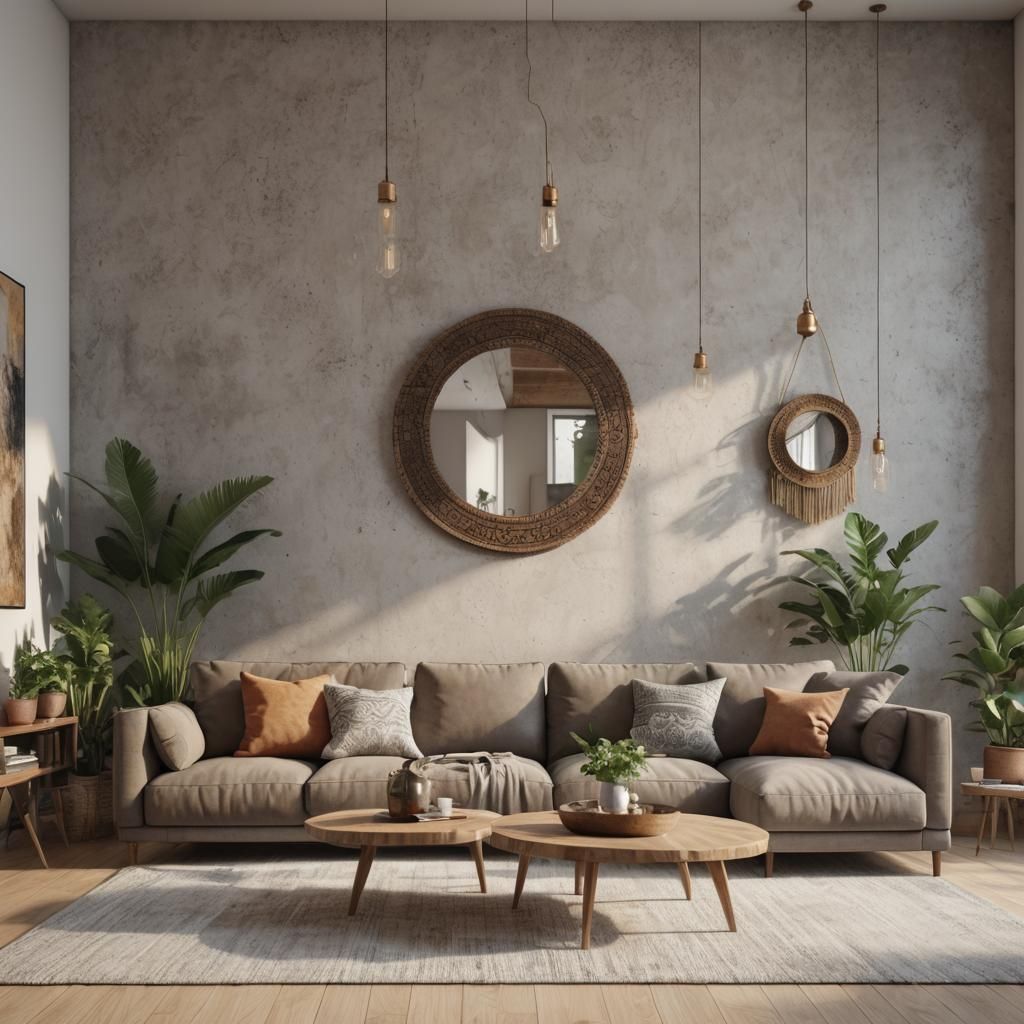 Bright Boho Living Room with Minimalist Decor