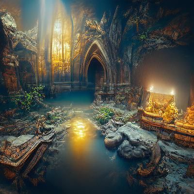 Beautifully Lit Holy Place as Matte Painting