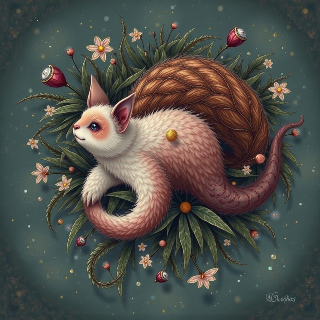 Whimsical Furry Creature in Vibrant Forest