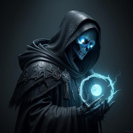 Death in Dark Fantasy Realm with Glowing Spirits