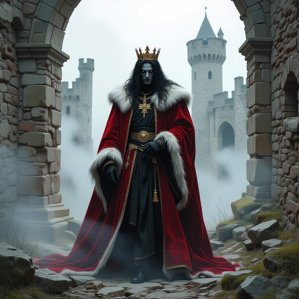 Ethereal King Emerges From Crumbling Castle Ruins