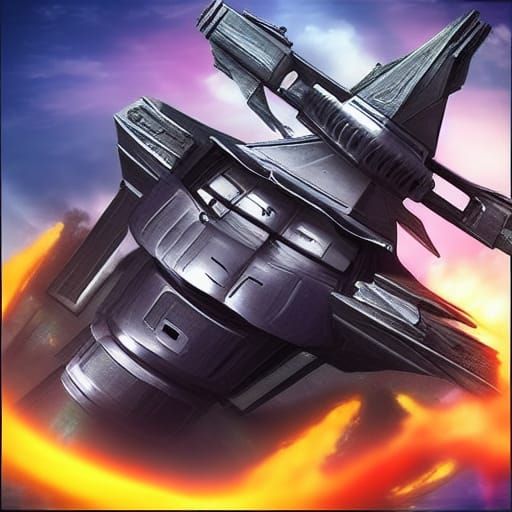 Alien Warship in Intense Combat