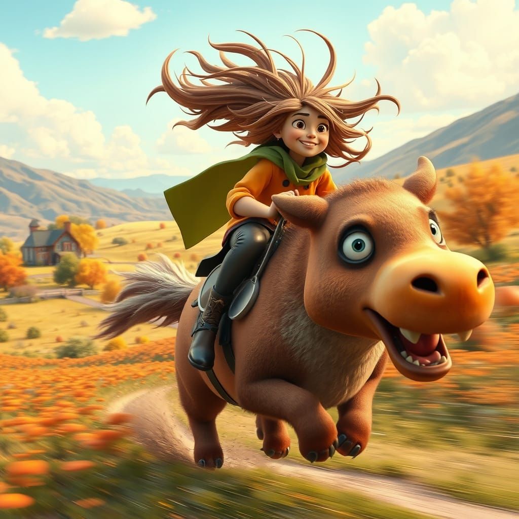 a hyper-realistic and whimsical action scene in the style of...