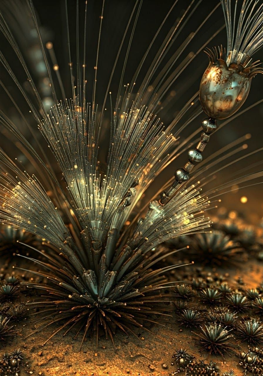 Metal Botanicals in a Bioluminescent Metallic Forest