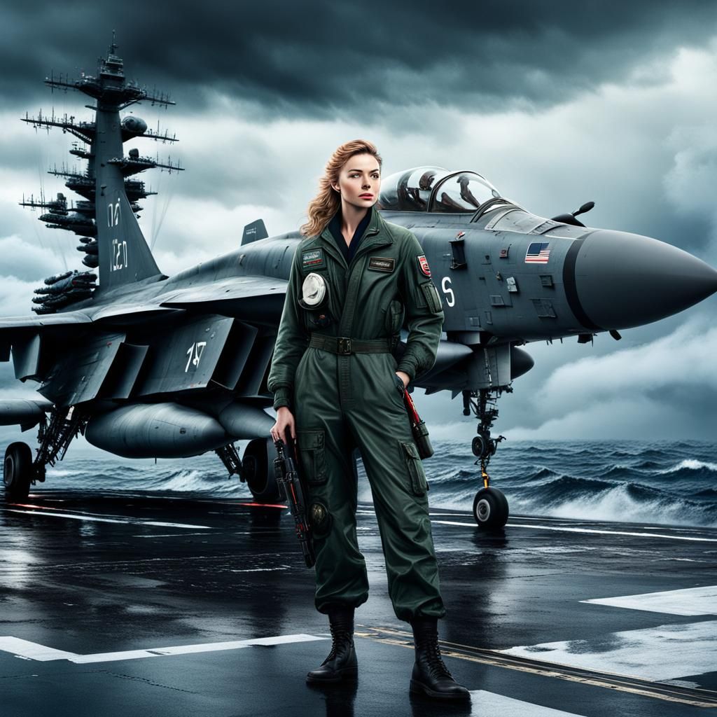 Peyton List as Naval Aviator in Stormy Seas
