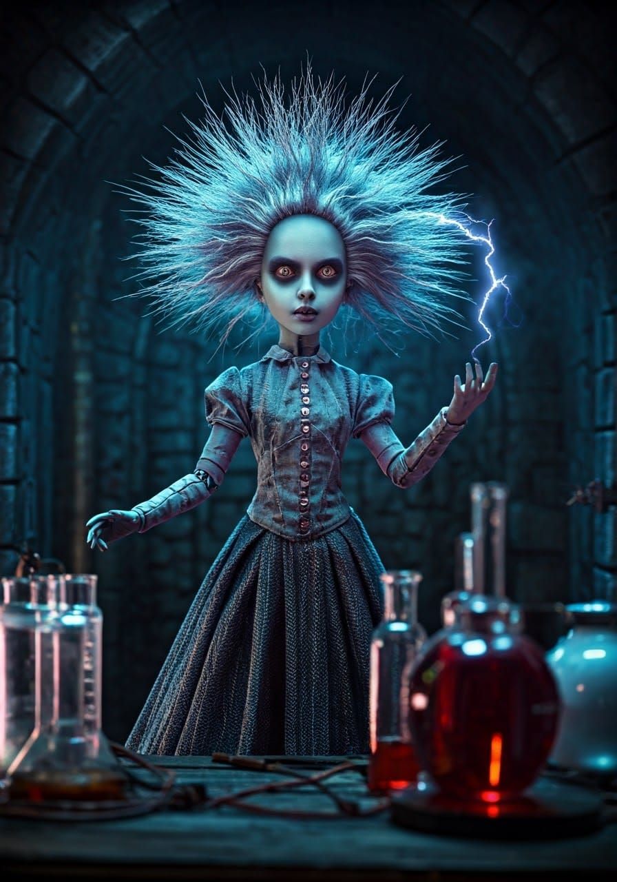 Mad Scientist Doll in Chromatic Aberration Style