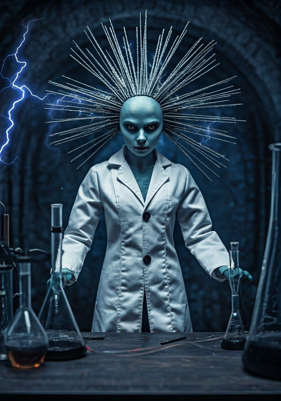 Eerie Mad Scientist Doll in Chromatic Aberration