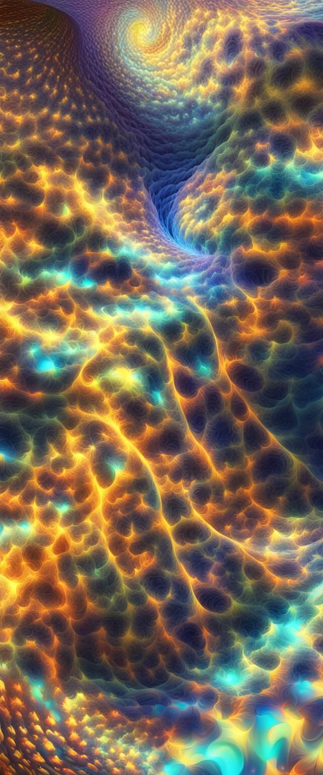 Surreal Fractal Landscape with Zentangle Patterns