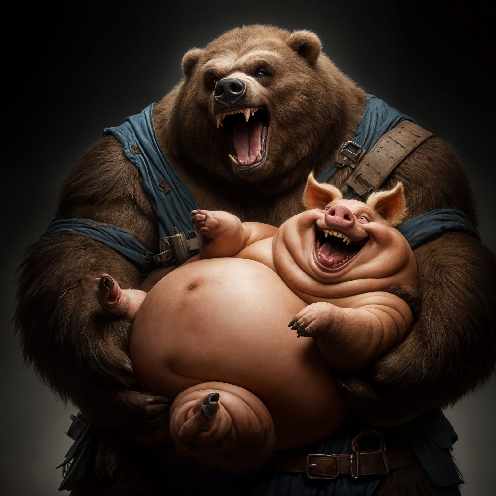 Humorous D&D Bear and Pig Character Concept