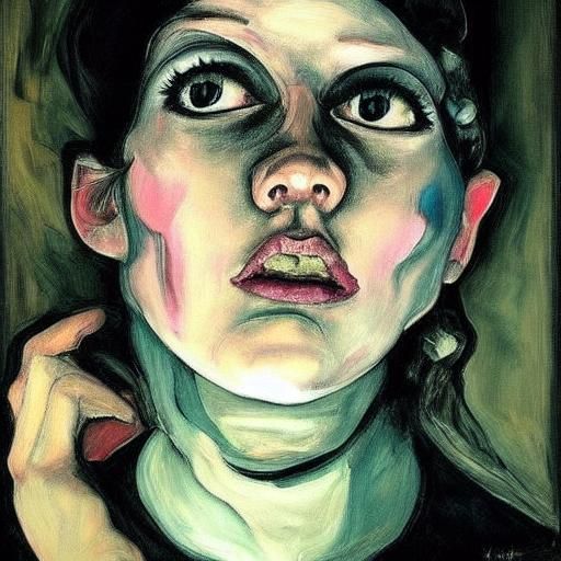 Vampire Portrait in Dark Expressionism with Fluorescent Eyes