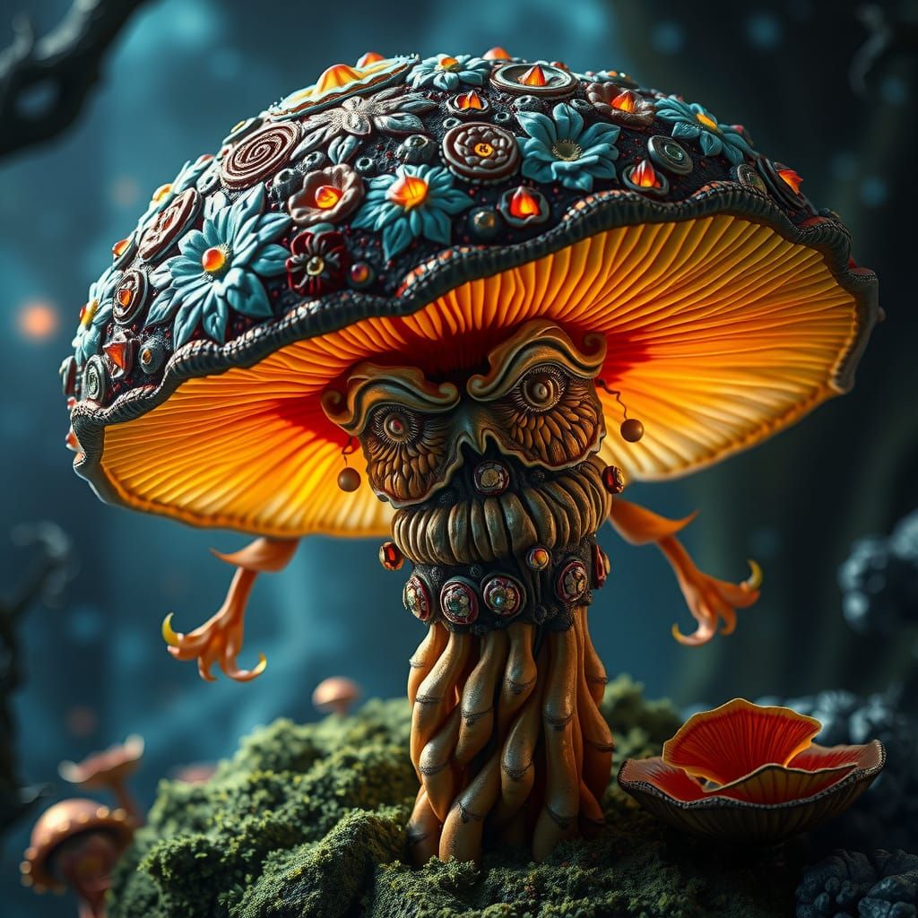 Mystical Fungal Creature in Softbox Lighting