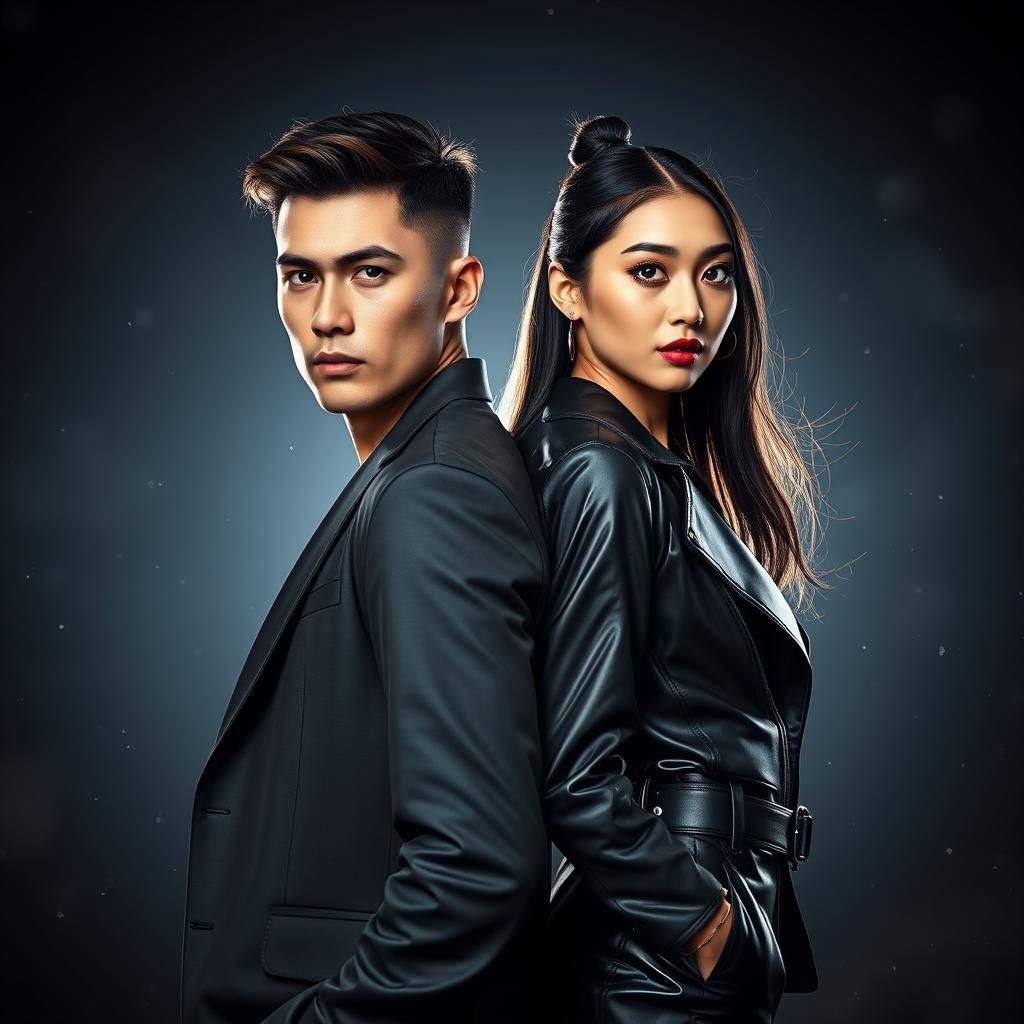 Stylish Couple in Dynamic Pose, Greg Rutkowski Style