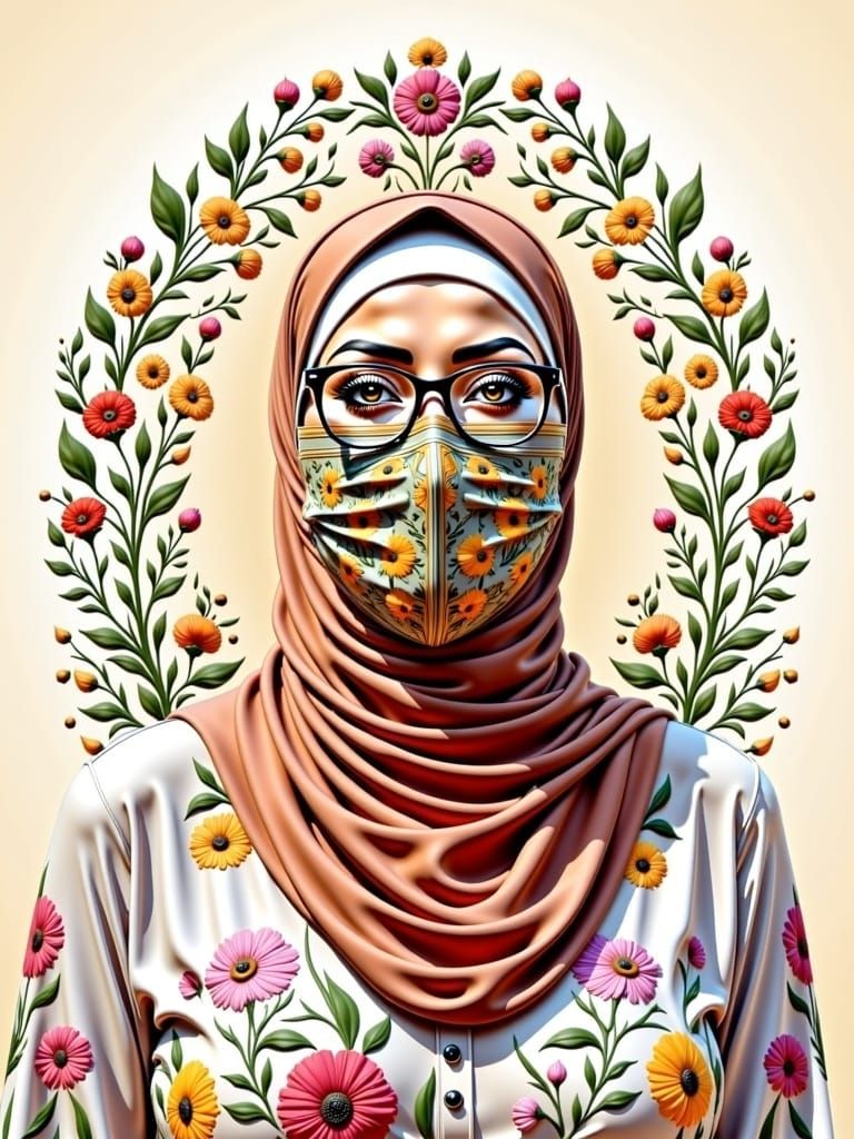 Ethereal Hijabi Woman in Earth Tones
