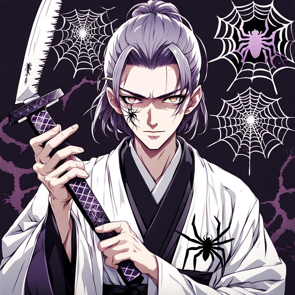 Anime-Style Man with Kimono and Poisoned Knife