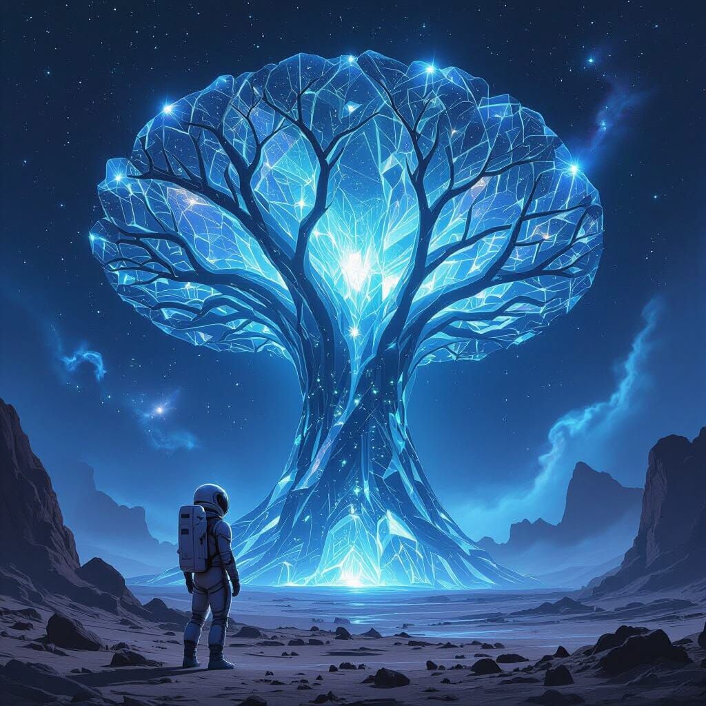 Astronaut Discovers Bioluminescent Crystal Tree on Alien Pla...