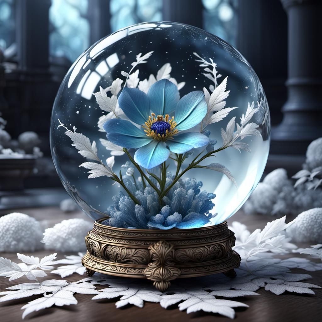 Crystallized Flower Inside Crystal Ball