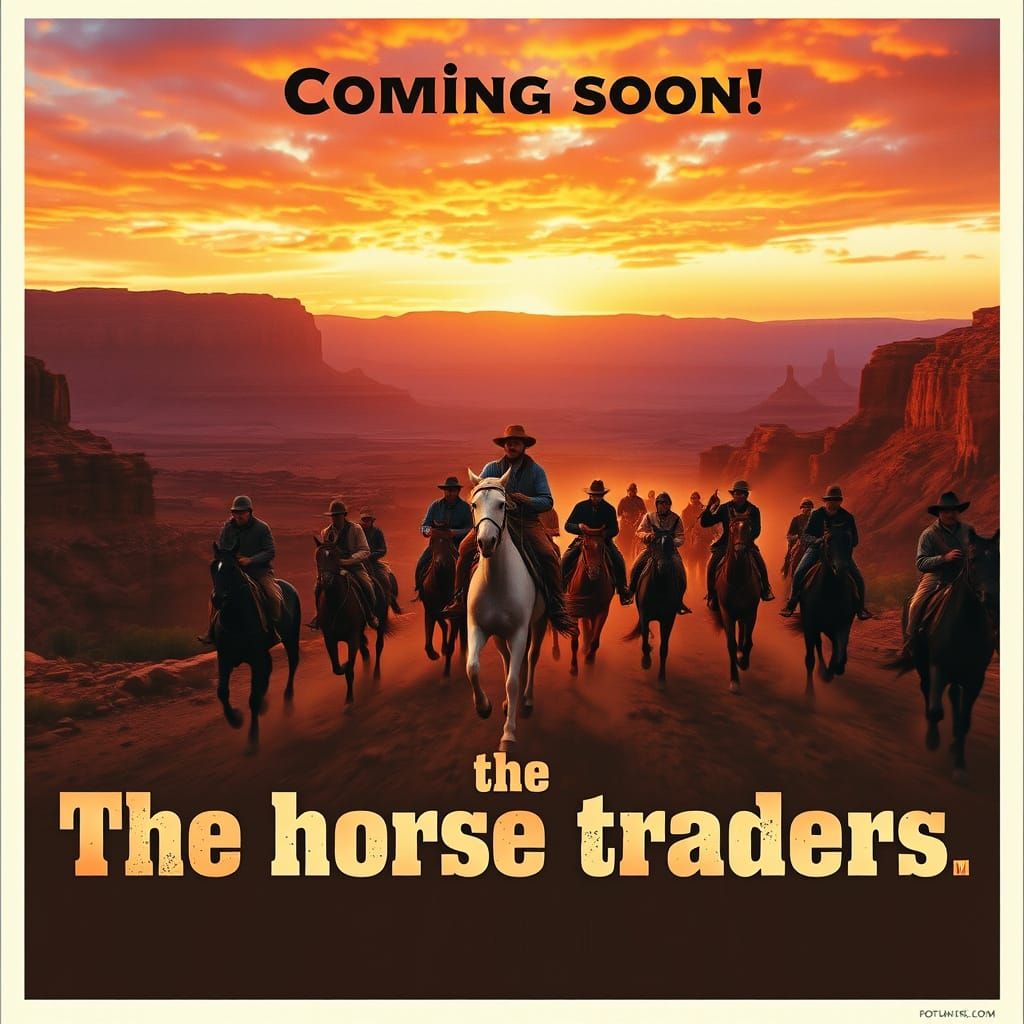 Cinematic Horse Chase Through Canyon at Sunset