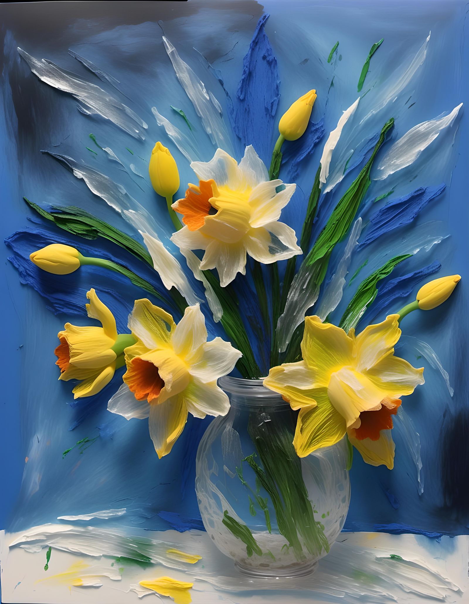 Impasto with blue chalk