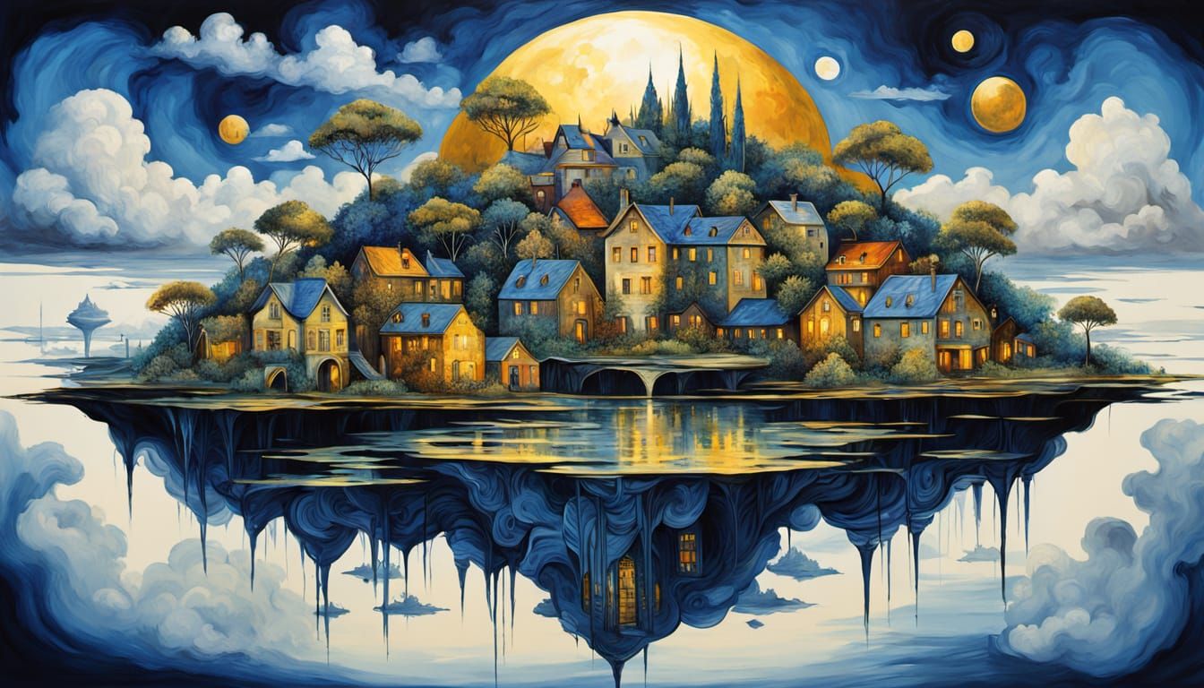 Surreal Stargate Wonderland in Ancient MC Escher Style