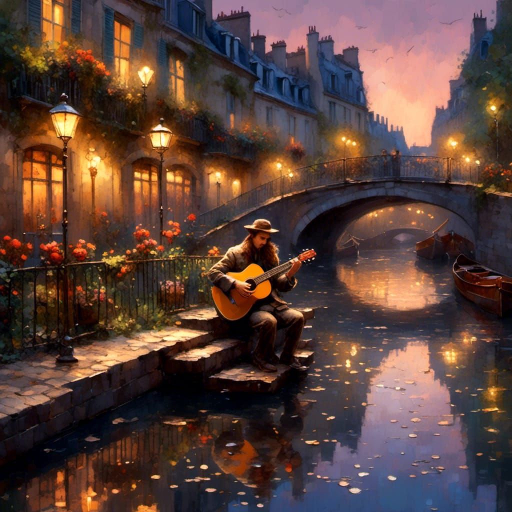 Parisian Vagabond's Nocturne: A Dreamlike Street Scene