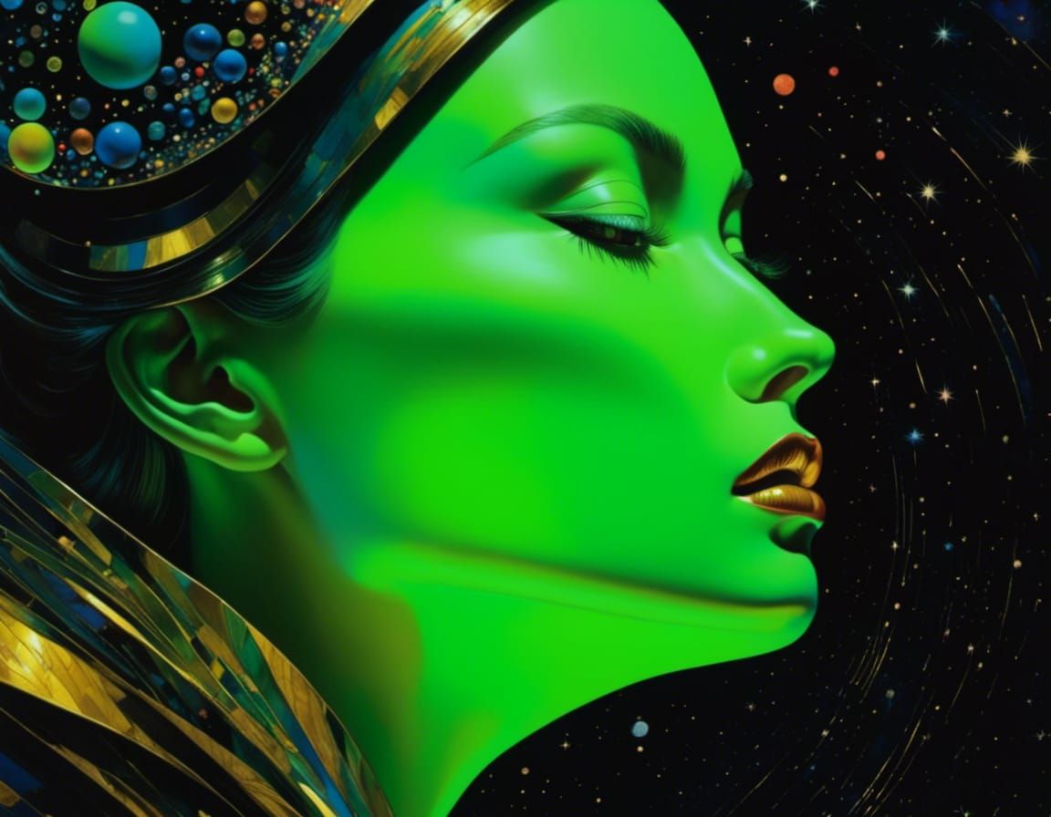 Exotic Alien Woman Receiving Thought Vibrations