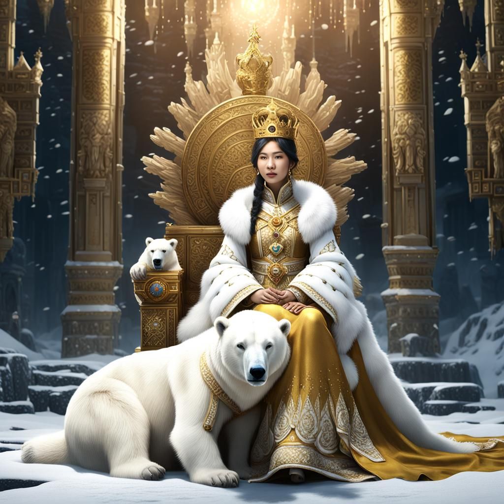 Polar Bear Queen in Regal Attire