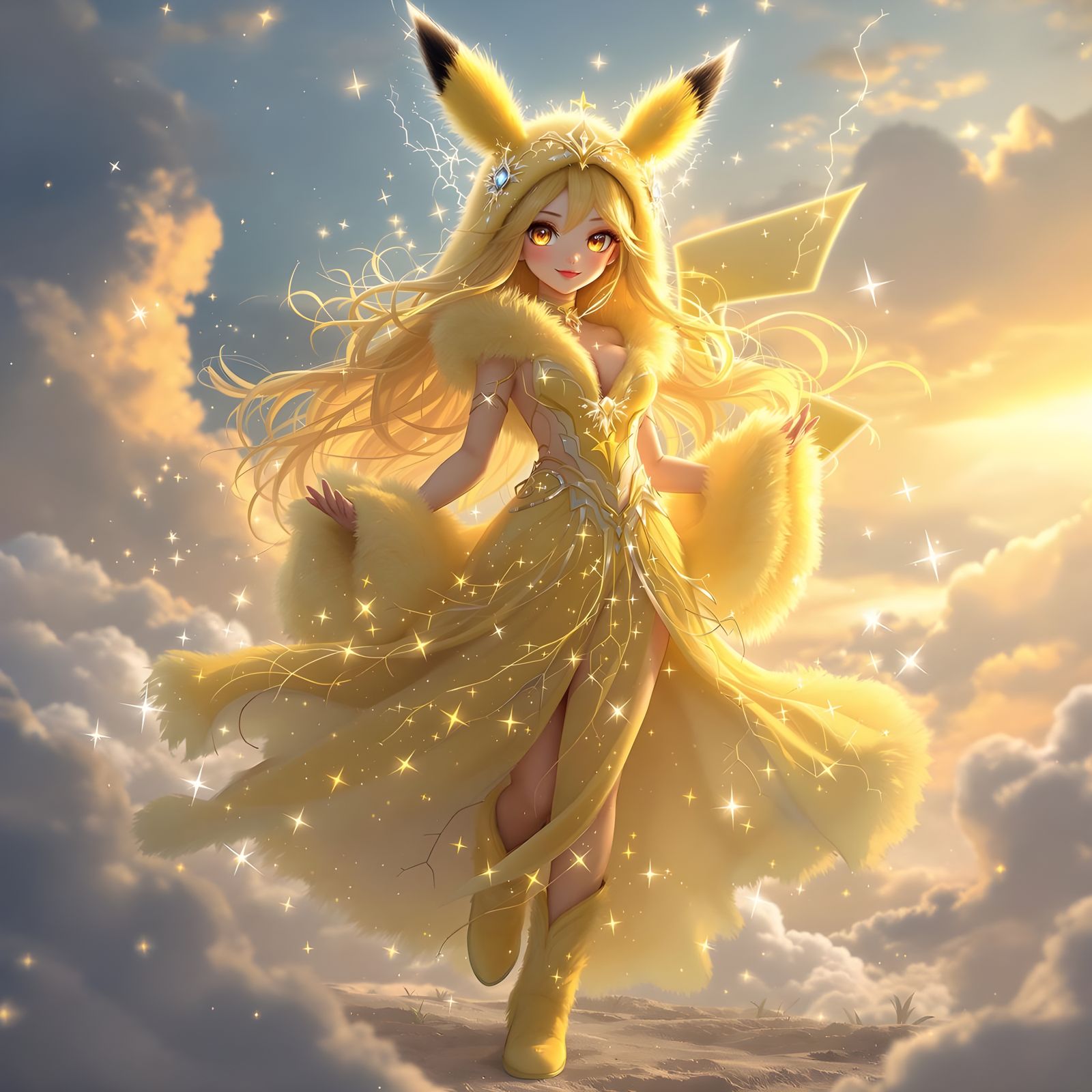 Goddess in Pikachu-Inspired Attire Radiates Joy and Elegance
