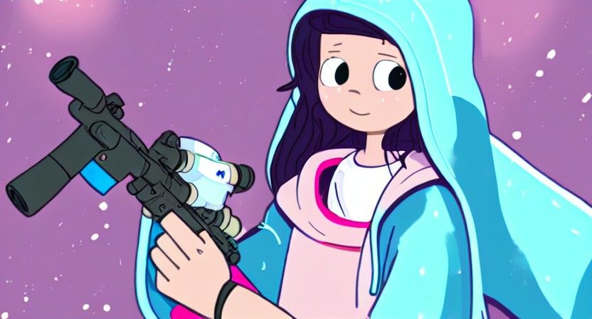 Girl with SMGs in Cartoon Style