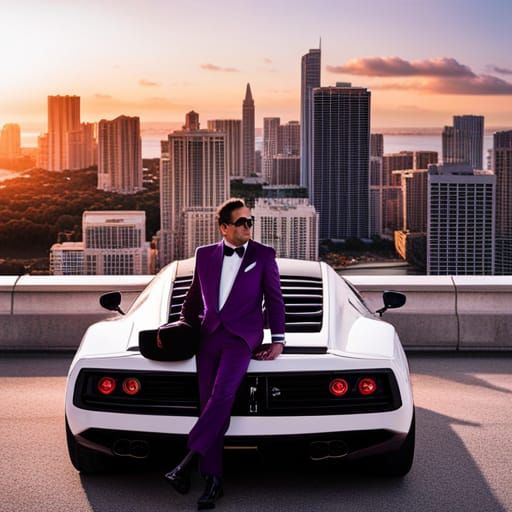 Miami Vice Inspired Scene at Sunset