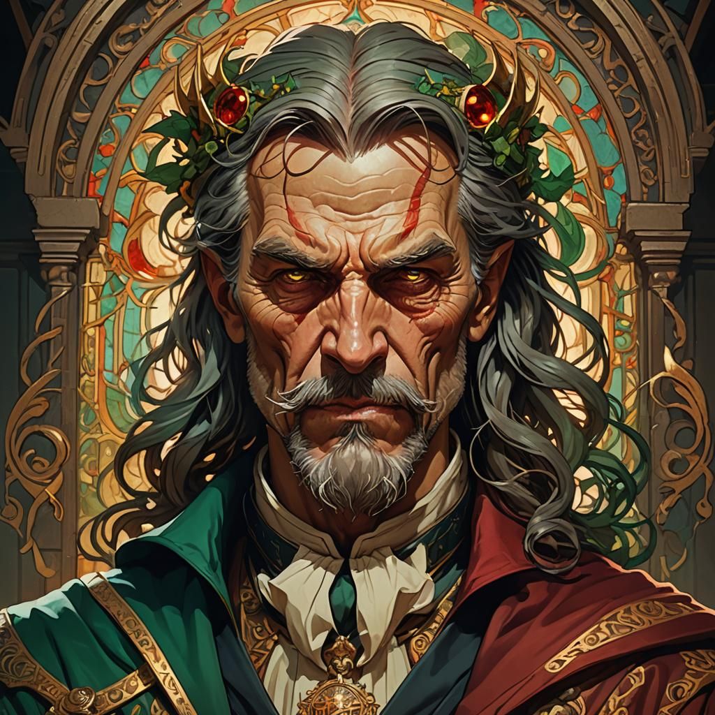 Sinister Medieval Teacher Portrait in Dramatic Lighting