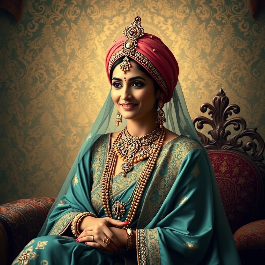 Maharani Jind Kaur Portrait in Traditional Style