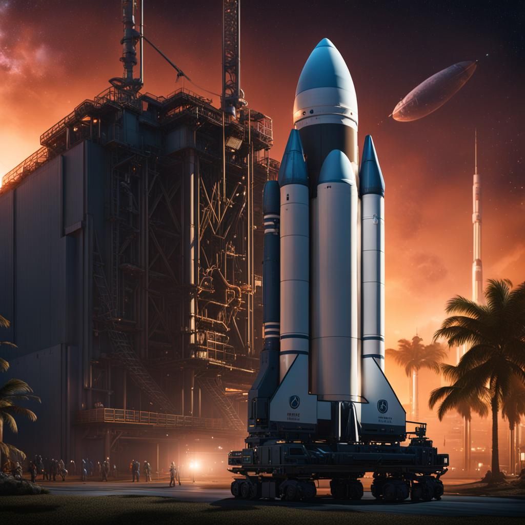 Artemis-1 Rocket Launch in Detailed Matte Painting