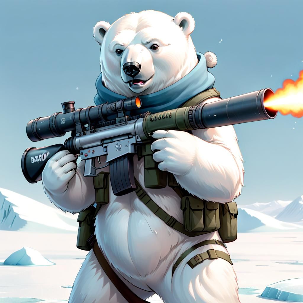 Polar Bear Soldier with Bazooka