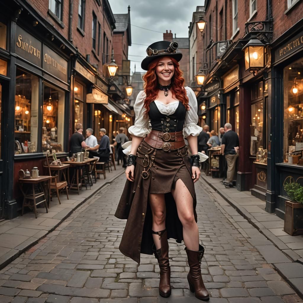 Steampunk Streetwalker on Victorian Street