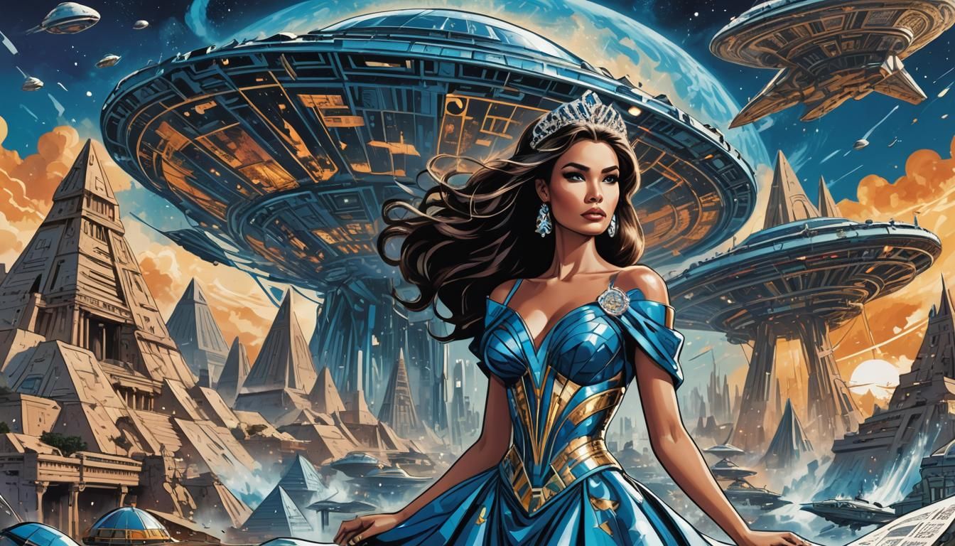 Miss Universe and UFO in Comic Book Art